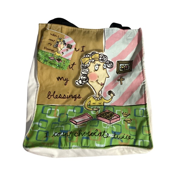 Christian Books Handbags - When I Count My Blessings I Count Chocolate Twice Canvas Tote Bag w/ Coin Bag